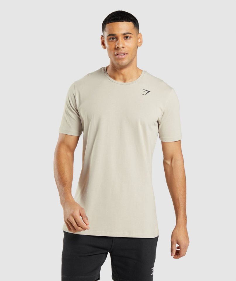 Koszulki Gymshark Essential Męskie Beżowe | PL 653GMS